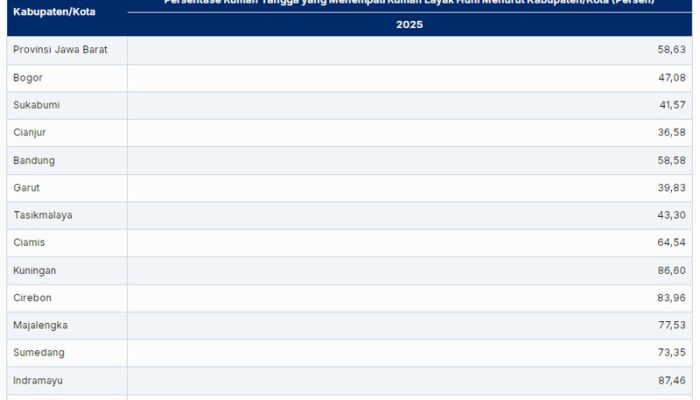 Persentase Rumah Tangga yang Menempati Rumah Layak Huni 2025
